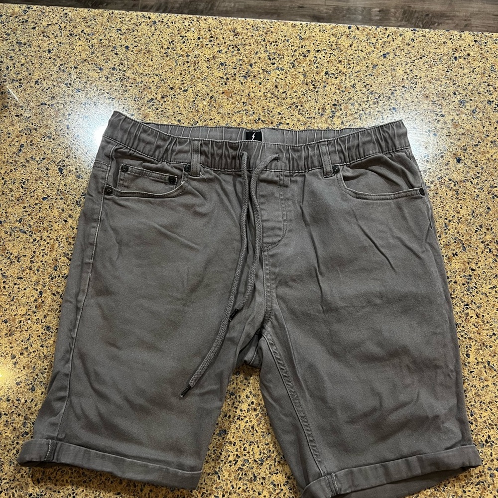 Men's Gray Flat Front Shorts
